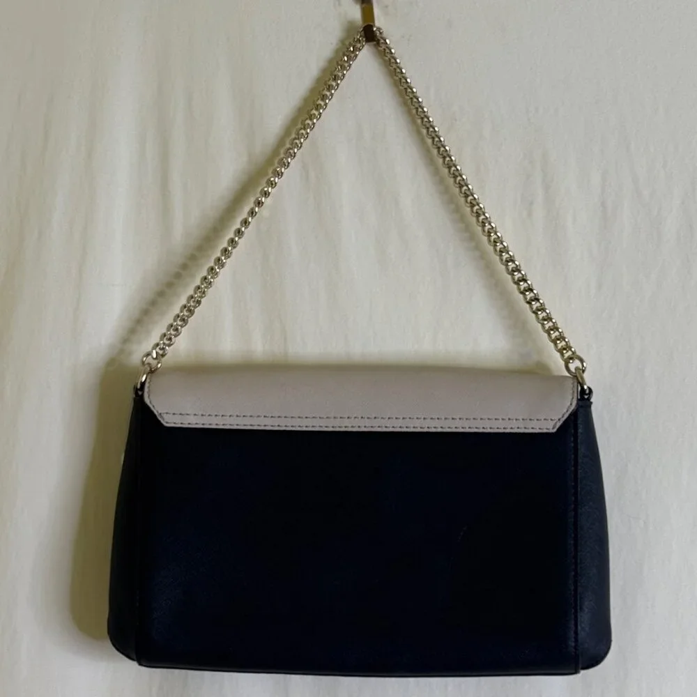 Kate Spade Laurel Way Greer Saffiano Leather Satchel, Clutch Black & Beige